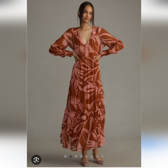 Anthropologie NWTs The Marais Printed Chiffon Maxi Dress - Picture 12 of 12